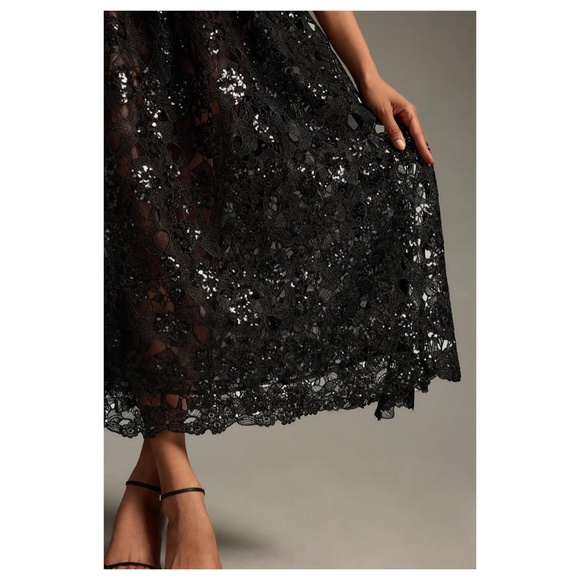 Anthropologie Eva Franco Embroidered Lace Black Maxi Skirt - Picture 4 of 5